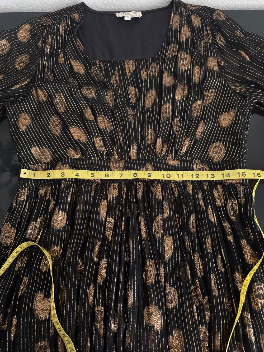 MILLE Caye Maxi Butterfly Sleeve Black Gold Metallic Dress - Picture 8 of 12